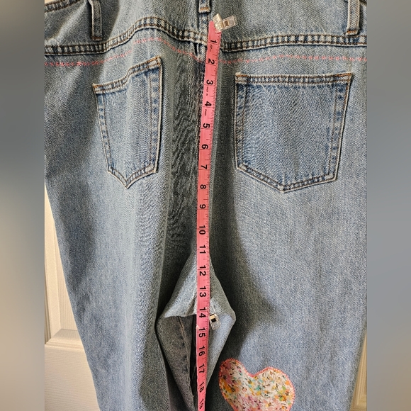 Women's Blue Denim Overalls with Colorful Patches - Picture 13 of 15